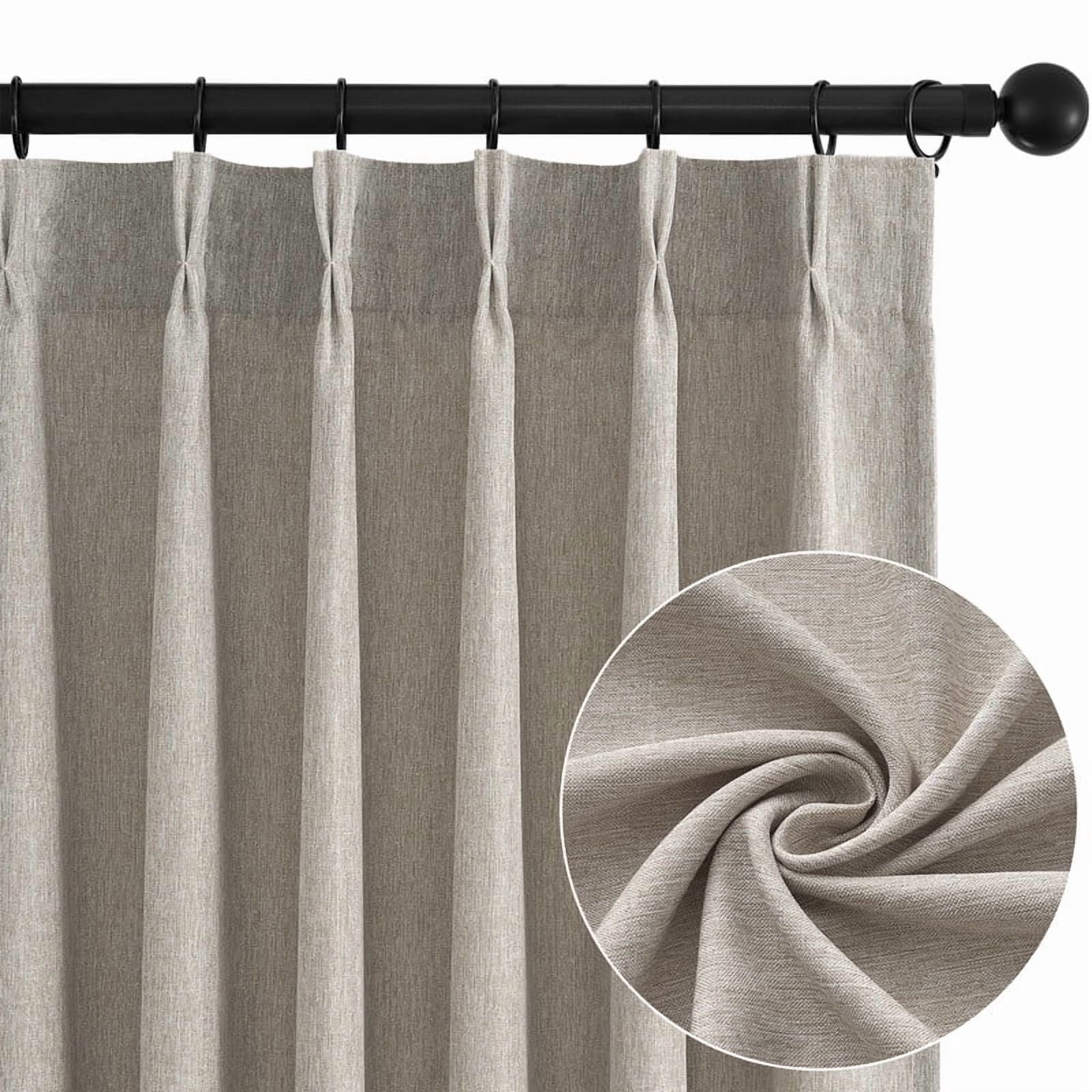 Topfinel Light Filtering Curtains Natural Pinch Pleated Drapes Back Tab Pinch Pleat Hooks Rings Window Treatments for Living Room Bedroom,Linen, 40x84 inch, 2 Panels