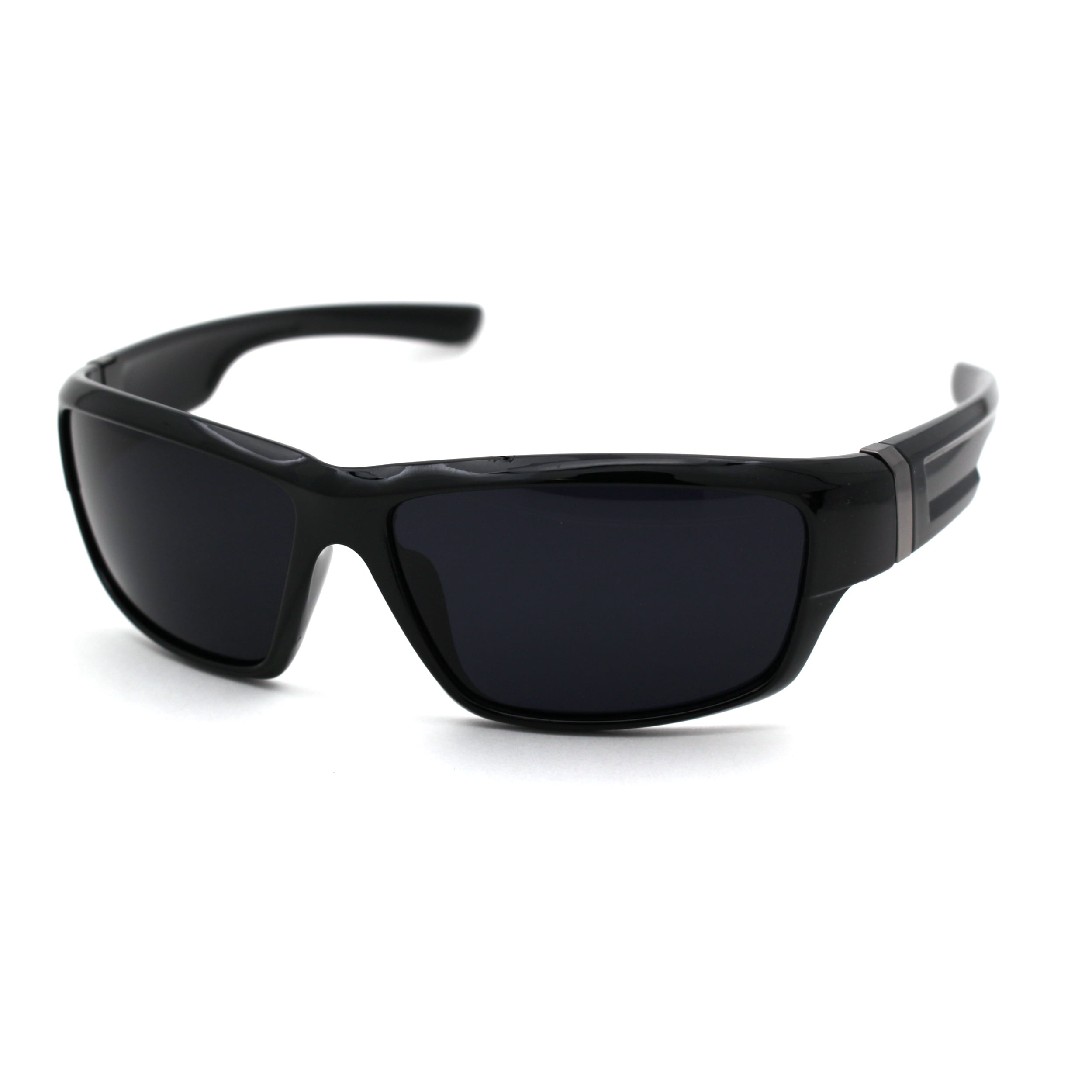 SA106 - Mens Classic All Black Gangster Warp Plastic Biker Sunglasses ...