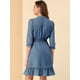 thumbnail image 5 of Vestido Corto de Gasa Allegra K San Patricio con volantes y Manga 3/4 Gris azulado M, 5 of 5