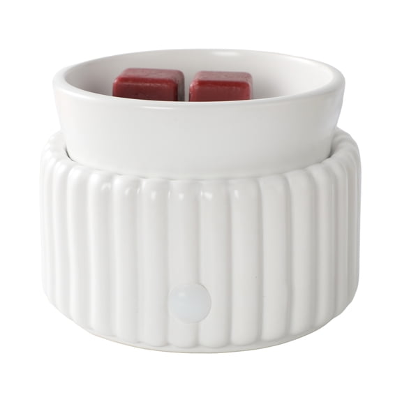 Mainstays Ribbed Ceramic Fragrance Wax Melt Warmer, Artic White