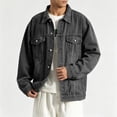 thumbnail image 6 of sdhkgrrt Men's Plus Size Denim Shacket Fall Winter Long Sleeve Collared Casual Jacket Button Down Work Outfits Loose Fit Clothes, Gray 3XL, 6 of 8