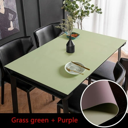 

dosili Double-sided solid color pu leather tablecloth rectangle table mat waterproof table cloth custom wooden table protector cover