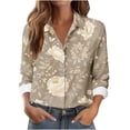 thumbnail image 3 of TaTaai Women Printed Long Sleeve Button Down Shirt Collared Casual Blouse Ladies Daily Work Lounge Wear Soft Comfortable No Fading Stylish Versatile Top Gift, 3 of 6