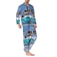 thumbnail image 2 of Hirioo Lighthouse in Havana for Men's Pajama Sets 2 Piece Pjs Men's Long-Sleeved Pajama Set Button Down Sleepwear,S-XXL-Large, 2 of 7