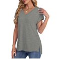 thumbnail image 7 of yillto Womens Basic Shirts V Neck Short Sleeve Causal Tunic Tee Summer Trendy Fashion Loose Tops, 7 of 7