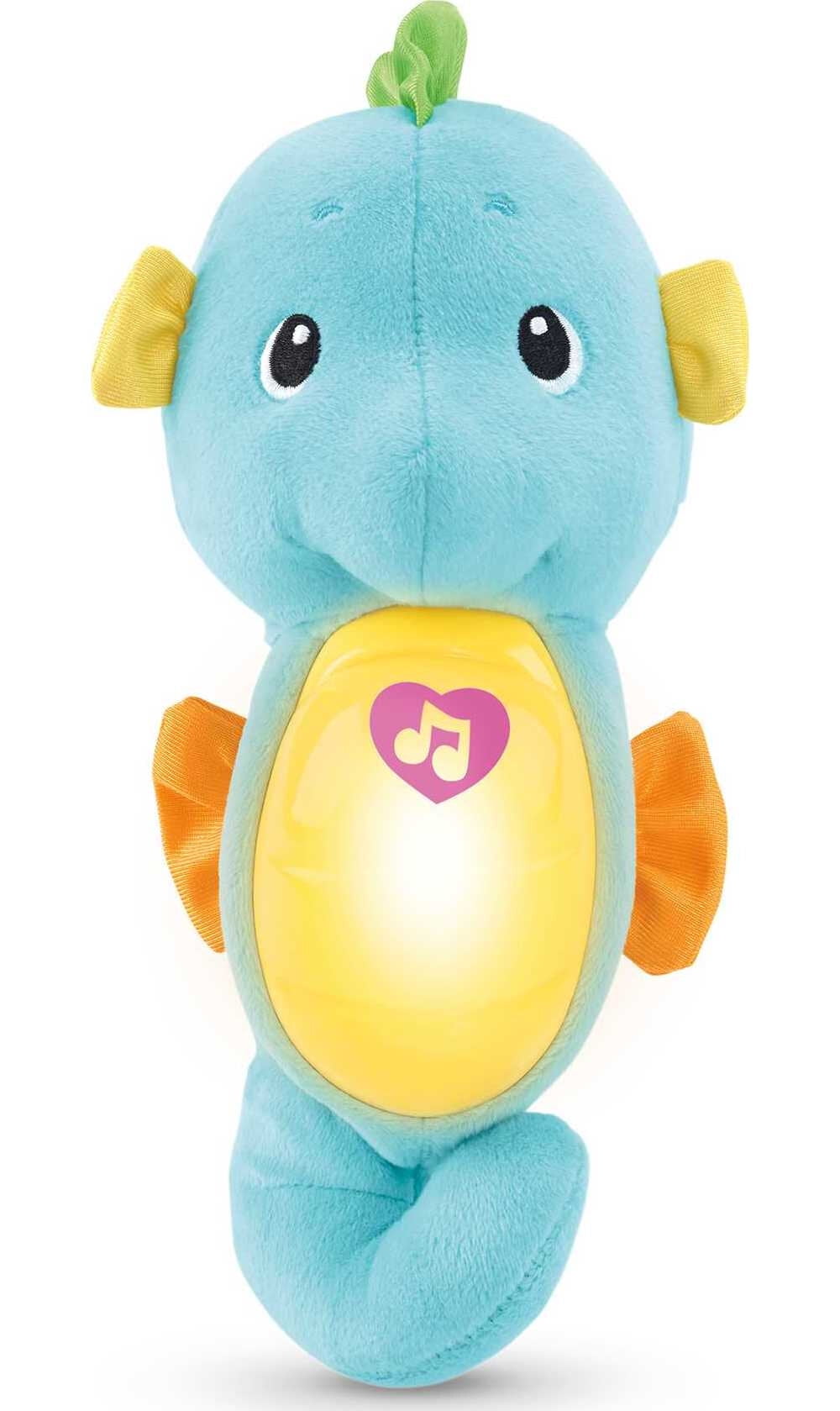 Fisher-Price Soothe & Glow Seahorse, Musical Plush Toy & Sound Machine for Baby with Lights, Blue