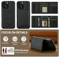 thumbnail image 3 of Detachable Magnetic Wallet Case for iPhone 13 Pro Max, Premium PU Leather RFID Blocking Card Holder with Kickstand, TPU Shockproof Drop Protective Slim Cover, Wireless Charging Compatible, Black, 3 of 11