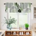 thumbnail image 5 of 3 Piece Kitchen Curtains and Valances Set Boho Geometric Cafe Curtains 36 Inch Length Farmhouse Green Abstract Stripes Leaves Valance & Tier Curtain for Living Room Bedroom Window 54"x18"+27"x36"*2, 5 of 6