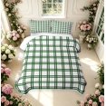 thumbnail image 2 of Manfei Contemporary Grid Quilt King,Checkered Art King Coverlet Set,White Dark Green,3 Pieces,1 Bedspread and 2 Pillowcases, 2 of 7
