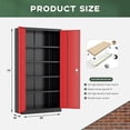 thumbnail image 3 of SOLAURA Metal Storage Cabinet, 72" x 36" x 18" Garage Storage Cabinet with Lock, Metal Cabinet with 2 Doors and 4 Adjustable Shelves for Office, Home, Shops, Garage, Black Red, 3 of 7