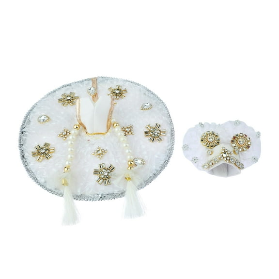 Laddu Gopal Dress Cloth Bhagwan Poshak of God Bal Gopal Kanha Kanhaiya Dev Vastra for Metal Idol Statue for Indian Traditional Holi Festival of Colours Decor(Size:- 3-5 No.Dia- 10")(White)