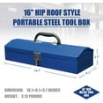 thumbnail image 2 of HPDMC Metal Tool Box - 16" Heavy Duty Steel Toolbox with Metal Latch - Portable Hip Roof Style Mechanic Tool Boxes for car, truck, tractor, house use, Blue, 2 of 14