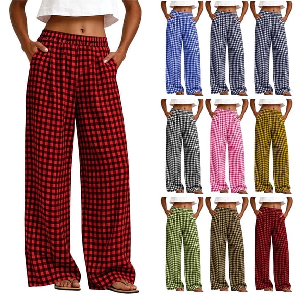 Women's Soft Polycotton Wide Leg Pants, Elastic Waist Pull On With Tummy Control, Stretchy Full Length Pants For Casual Work, Travel, And Everyday | TruHer,Army Green L