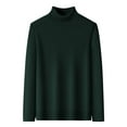 thumbnail image 2 of TFEOQRY Men's Turtleneck Sweater Solid Knitted Long Sleeve Casual Pullover Fall Winter Warm Basic Tops Olive Green-1, 2 of 7