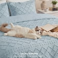 thumbnail image 3 of U by Bedsure Boho Queen Comforter Set, Boho Tufted Shabby Chic Bedding Comforter Set, 3 Pieces Vintage Farmhouse Bed Set for All Seasons, Soft Blue Bedding Set with 2 Pillow Shams, Winter Sky, 3 of 11