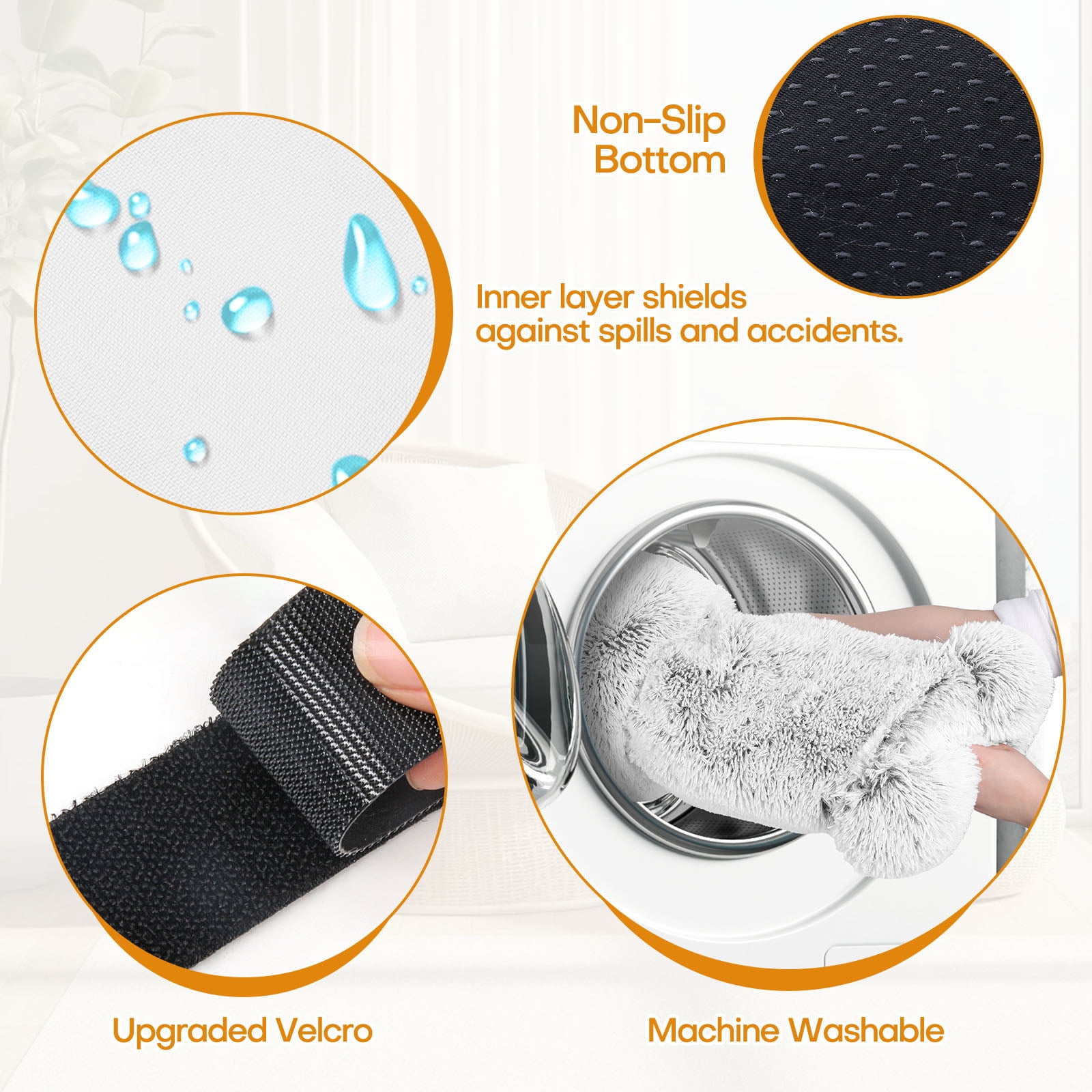 Sennaux Calming Dog Bed for Medium Sized Dogs Cats, Cozy Soft Plush Pet Bed Washable,L, Gray