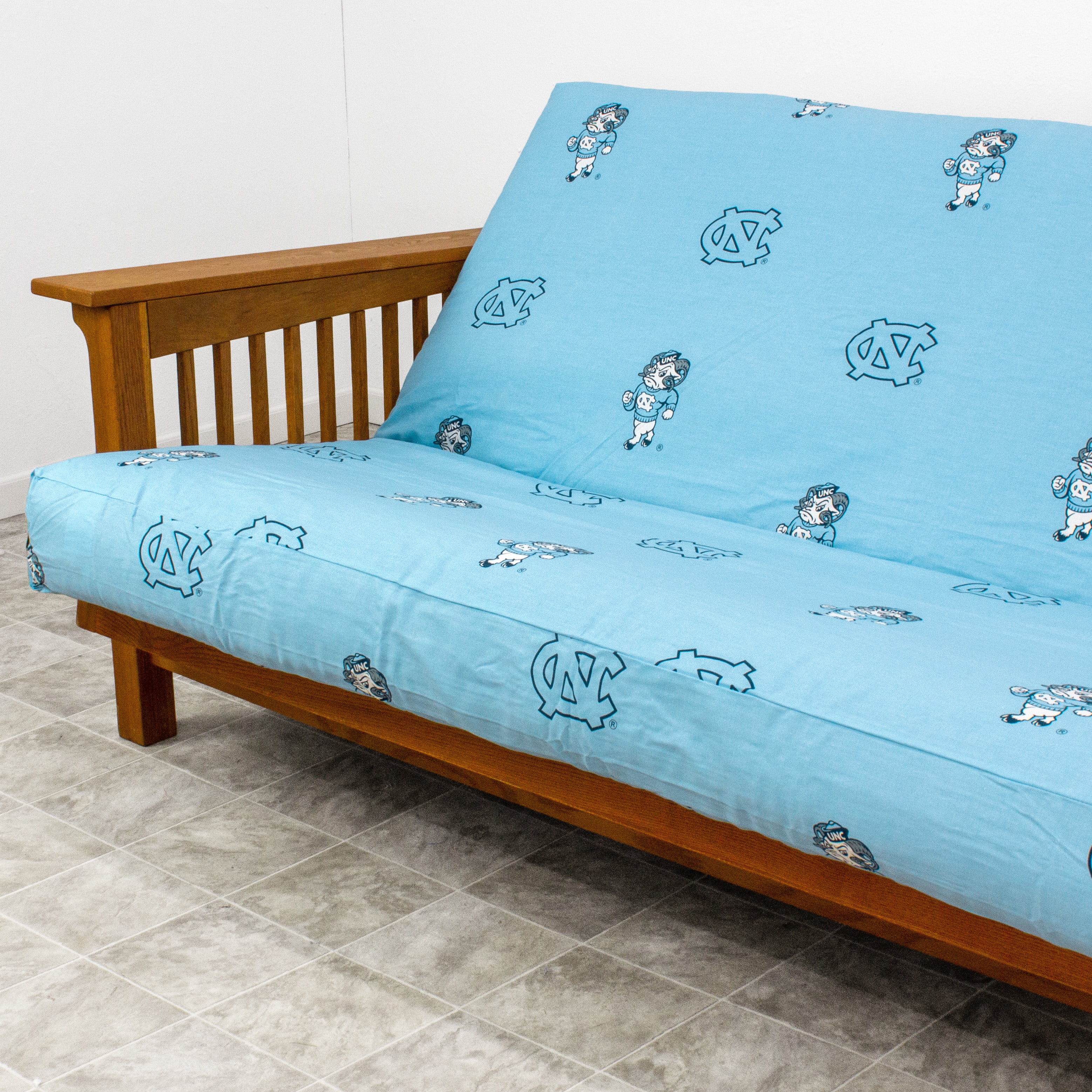 North Carolina Tar Heels Futon Cover - Full size fits 6 and 8 inch mats