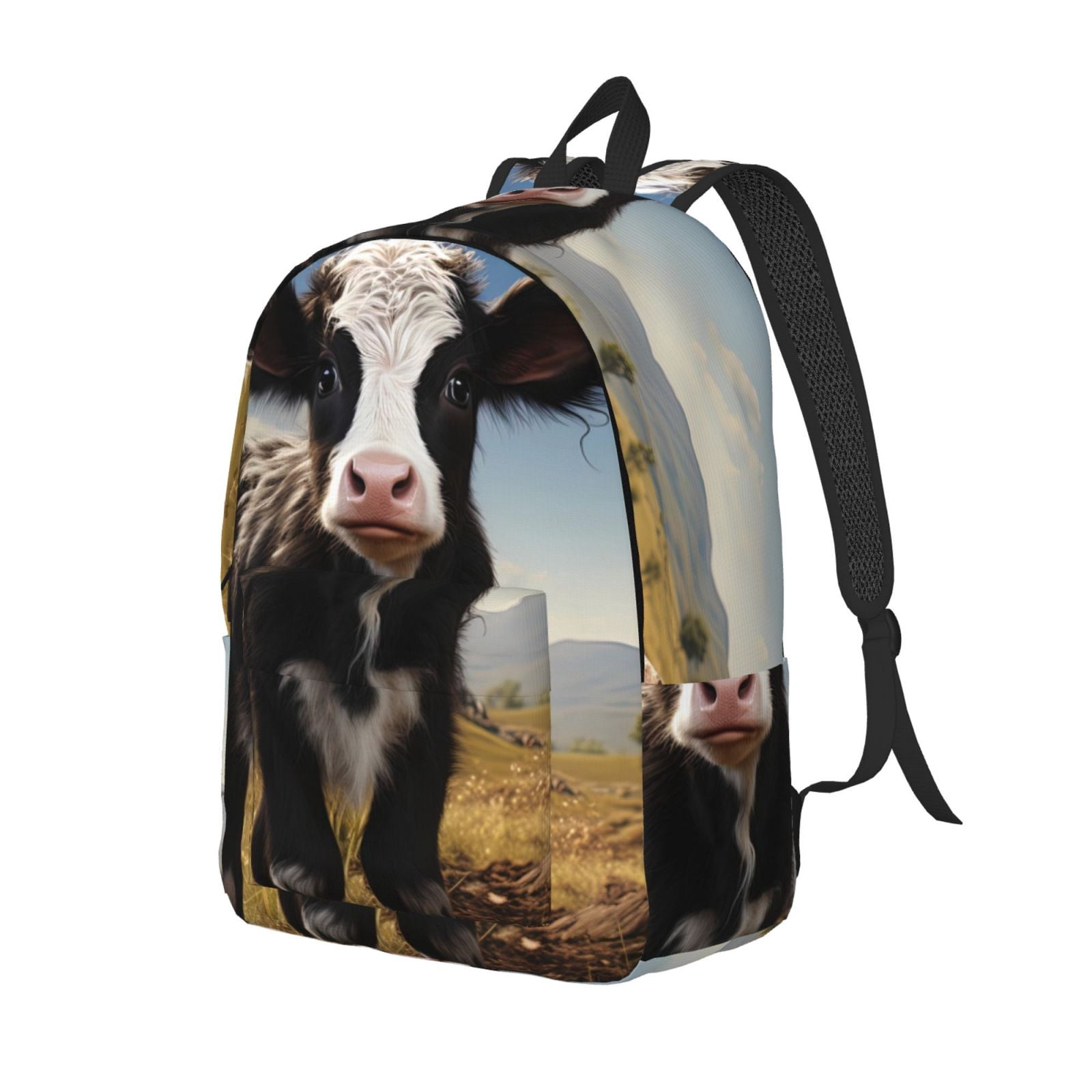 Kuqiui Cute Prairie Cow Print Canvas Travel Laptop Backpack for Men Women,Business Work Rucksack College School Computer Bag Fits 15.6 Inch Notebook