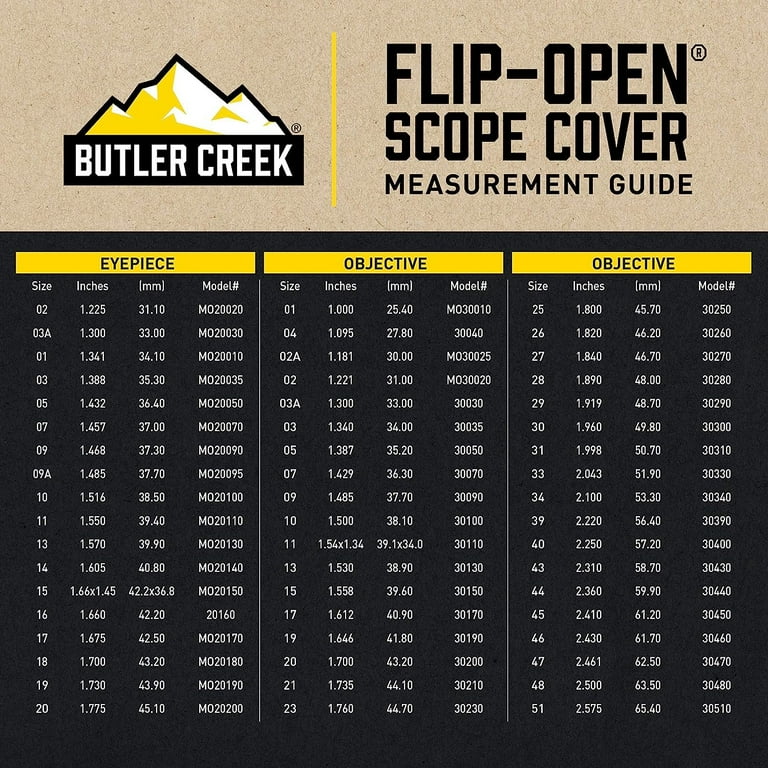 Butler Creek 31 Objective & 21920 Eyepiece Flip-Open Scope Covers - Protection For Hunting & Shooting