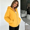 thumbnail image 7 of Zip Up Hoodie Women Lightweight Jacket Oversized Sweatshirt Solid Color Fall Clothes Long Sleeve Loose Fit Y2K Tops,Yellow L, 7 of 7