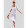 thumbnail image 2 of Vestido Largo para Mujer Vestido Midi Casual con Manga Corta Abullonada, 2 of 5
