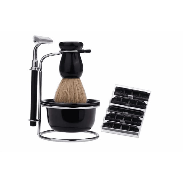 Kit Para Rasurar Hombre Jabon Para Afeitar Acero Inoxidable Xtellar negro