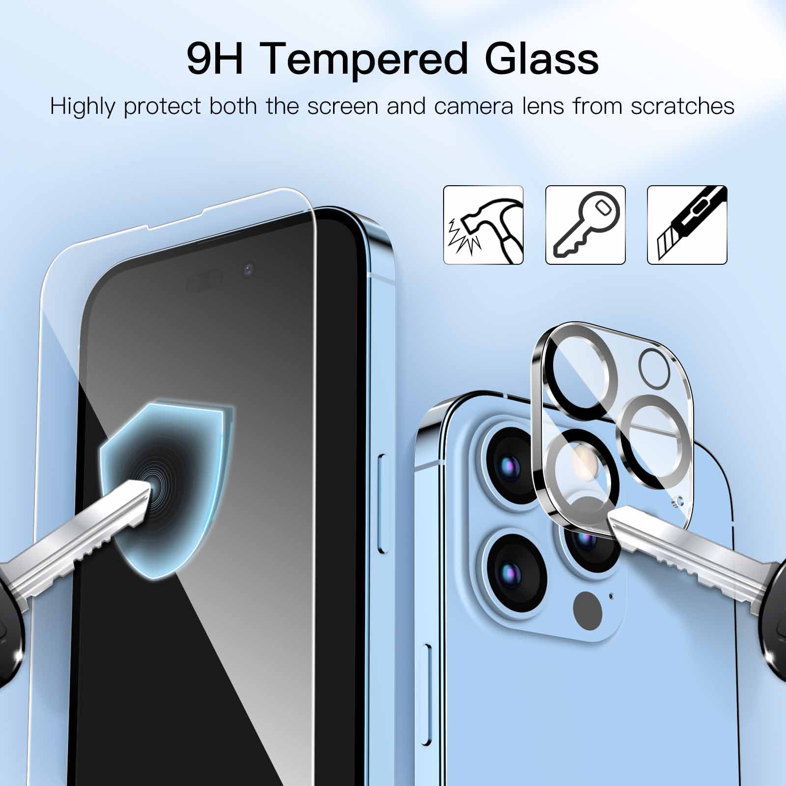 JETech Camera Lens Protector for iPhone 14 Pro 6.1-Inch and iPhone 14 Pro  Max 6.7-Inch, 9H Tempered Glass Metal Individual Ring Cover, HD Clear
