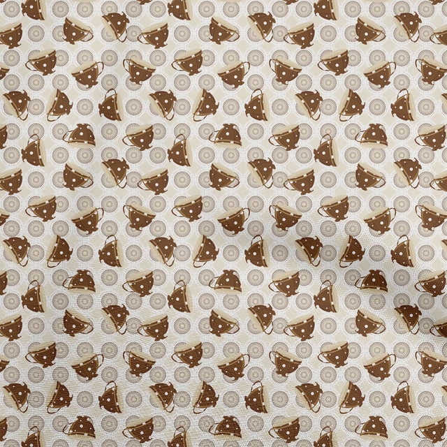 oneOone Georgette Viscose Brown Fabric Utensils Cup Sewing Craft Projects Fabric Prints By Yard 42 Inch Wide