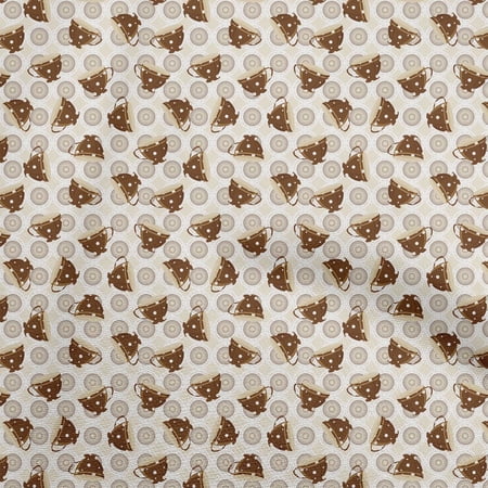 oneOone Viscose Chiffon Brown Fabric Utensils Cup Dress Material Fabric Print Fabric By The Yard 42 Inch Wide