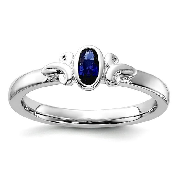 925 Sterling Silver Stackable Created Sapphire Ring Size 7 Stackable Ring for Women