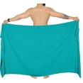 thumbnail image 4 of HAPPY BAY Men's Bath Trunk Holiday Sarong Pareo Beach Wrap One Size Shamrock Green, Solid Summer Vacation Party, 4 of 4