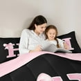 thumbnail image 3 of Manfei Personalized Initial H Twin Bedding Sets 7-Piece for Girls, Pink Bow Tie Bedding Comforter Set, Watercolor Monogrammed Sheet Sets, Breathable Room Decor, 3 of 6