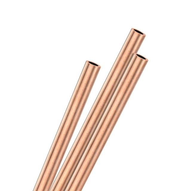 Tubo redondo de cobre Uxcell de 3 piezas, 3 mm de diámetro exterior, 0.5 mm de grosor, 200 mm de longitud, tubo recto para construcción/mecanizado/manualidades, tubo recto de metal