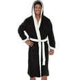 thumbnail image 1 of Innerwin Bath Robes Hoodie Men's Wrap Robe Winter Long Sleeve Soft Dressing Gown Black White L, 1 of 3
