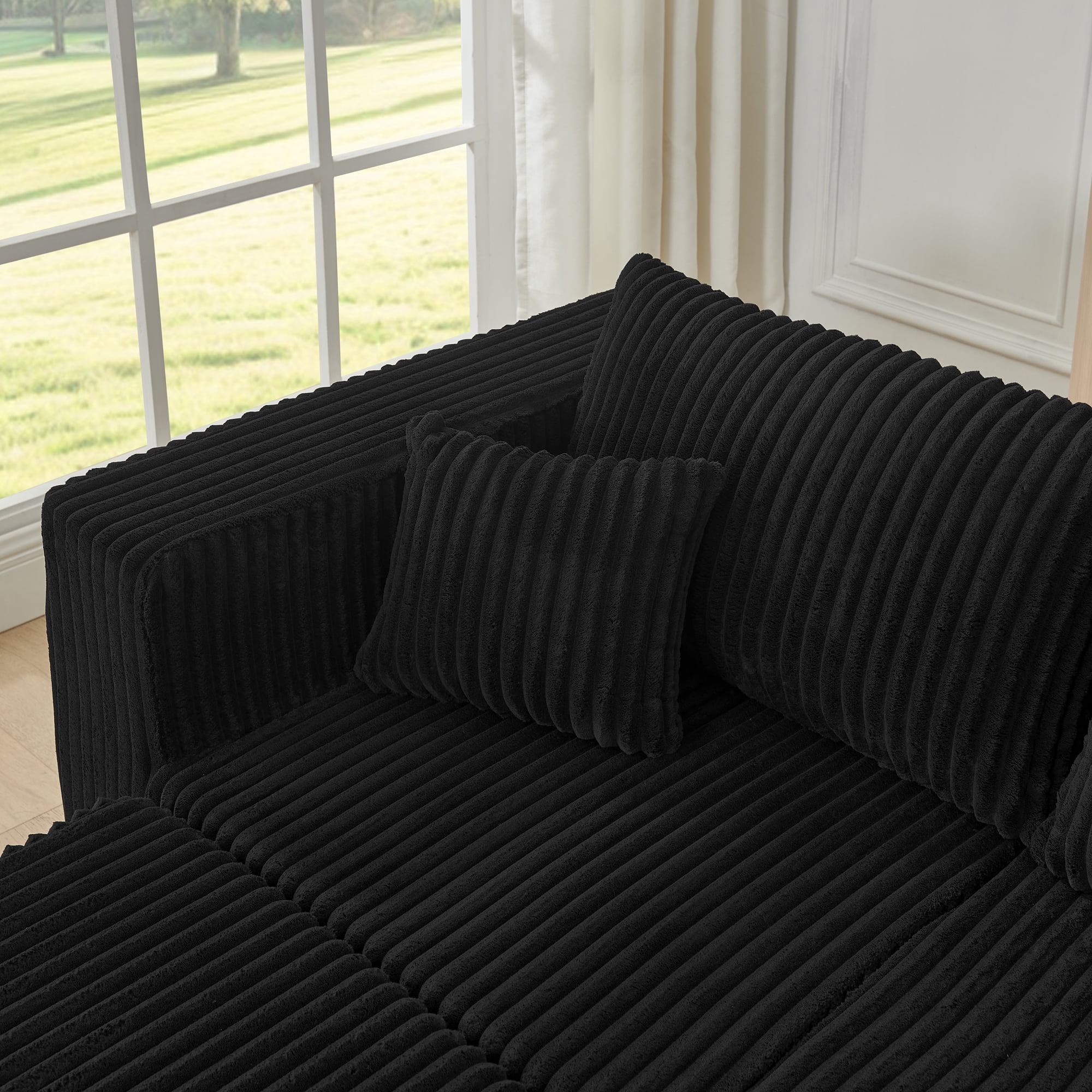 Leumius 94" U Shaped Sectional Sofa,Modular Sectional Couch,Cloud Sofa, Boneless Couch,No Assembly Required,Black