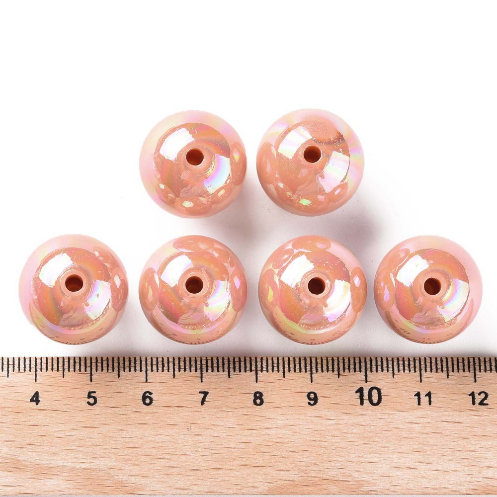 Opaque Acrylic Beads AB Color Plated Round Dark Salmon 20x19mm Hole: 2~3mm about 111pcs/500g