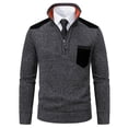 thumbnail image 4 of PNTUTB Mens Quarter Zip Knitted Pullover Sweater Casual Stand-up Collar Winter Warm Sweaters with Pocket, 4 of 6