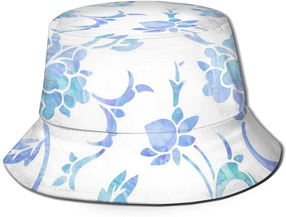 Blue Flowers and Leaves Unisex Bucket 