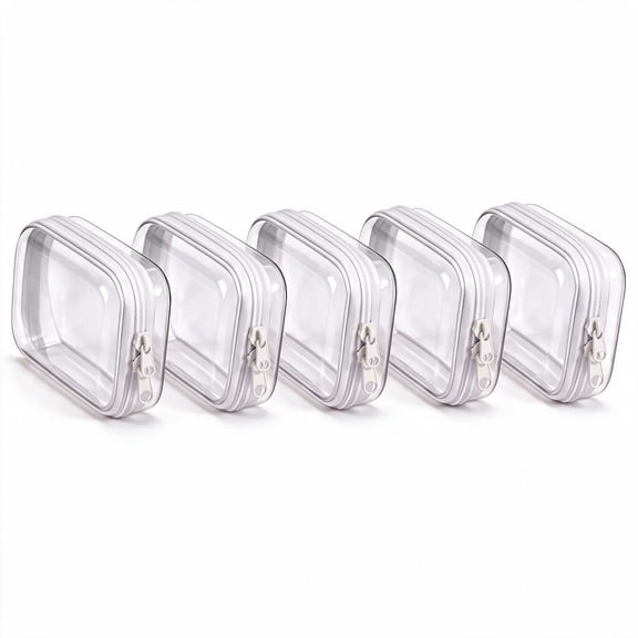 5 Pcs Ultra-Small Clear PVC Zipper Storage Pouches, Waterproof Portable Rectangular Cosmetic & Sundry Bags, Visible Organizer Cases For Travelers And Daily Item Arrangement