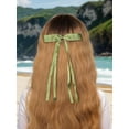 thumbnail image 4 of 4pcs Hair Clips for Women Tassel Ribbon Bowknot Hair Clips with Long Tail, Women Hair Clip for Girl, Solid Hair Clips Long Hair Accessories Barrettes Claw Hair Clips with Bow (Pink Green), 4 of 5