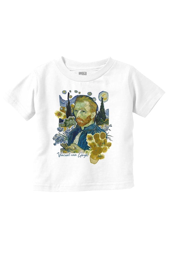 Vincent Van Gogh Paintings Scrapbook Toddler Boy Girl T Shirt Infant Toddler Brisco Brands 18M