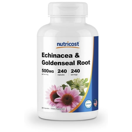 Echinacea Goldenseal Capsules - Nutricost Echinacea & Goldenseal Root, 500mg, 240 Capsules - High Quality Veggie Caps, Non GMO, Gluten Free