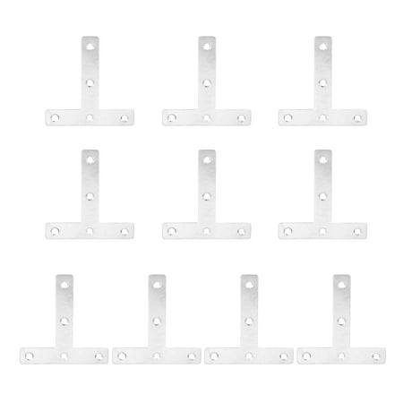 COOPHYA 10Pcs T-Shape Stainless Steel Right-Angle Bracket Fixed Plate Connector 80Mm*80Mm