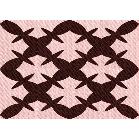 Ahgly Company Indoor Rectangle Patterned Deep Rose Pink Area Rugs, 7' x 9'