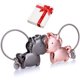 thumbnail image 1 of llaveros pequeños con imán extraíble personalizado, elegante cordón decorativo con cable de acero inoxidable, regalo de aniversario para pareja, novio/novia (negro y oro rosa), 1 of 5