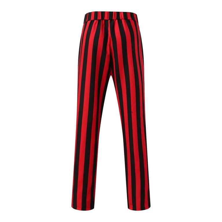 Red and black striped trousers sale