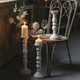 thumbnail image 4 of Farmhouse Rustic Candle Holder for Pillar Candle, Vintage White Wooden Antique Candlestick Holder, 4.7" x 4.7" x 13.6" (s, m, l), 4 of 8