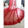 thumbnail image 2 of Red Cathedral Wedding Veil with Elegant Edge and Metal Comb for Brides, 2 of 6