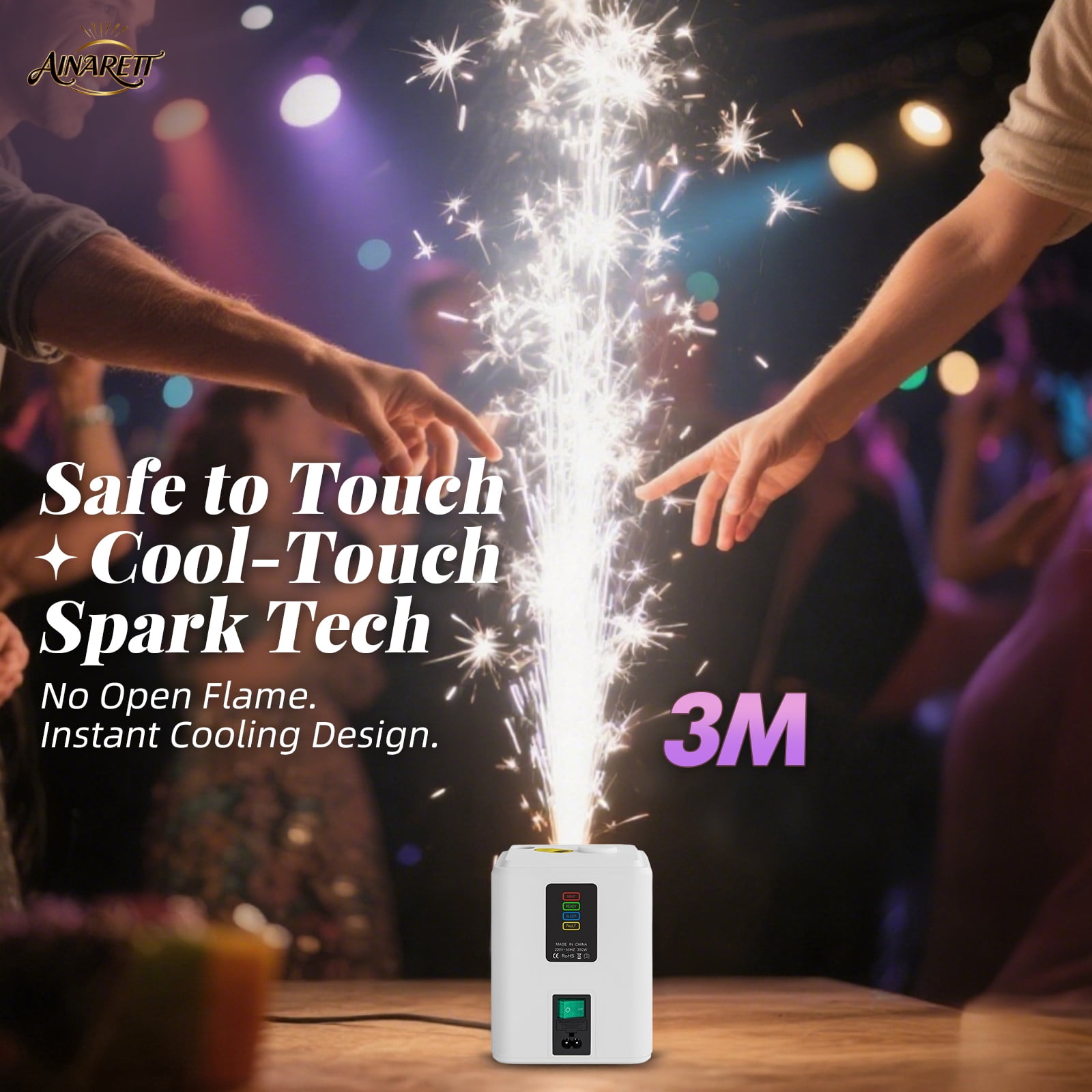 2 PCS, 350W Mini Cold Spark Machine, 2-3.5mFountain Effect Portable Device with Auto Safety Cutoff - for Stage Wedding Party Events (Include 10pcs Consumables)