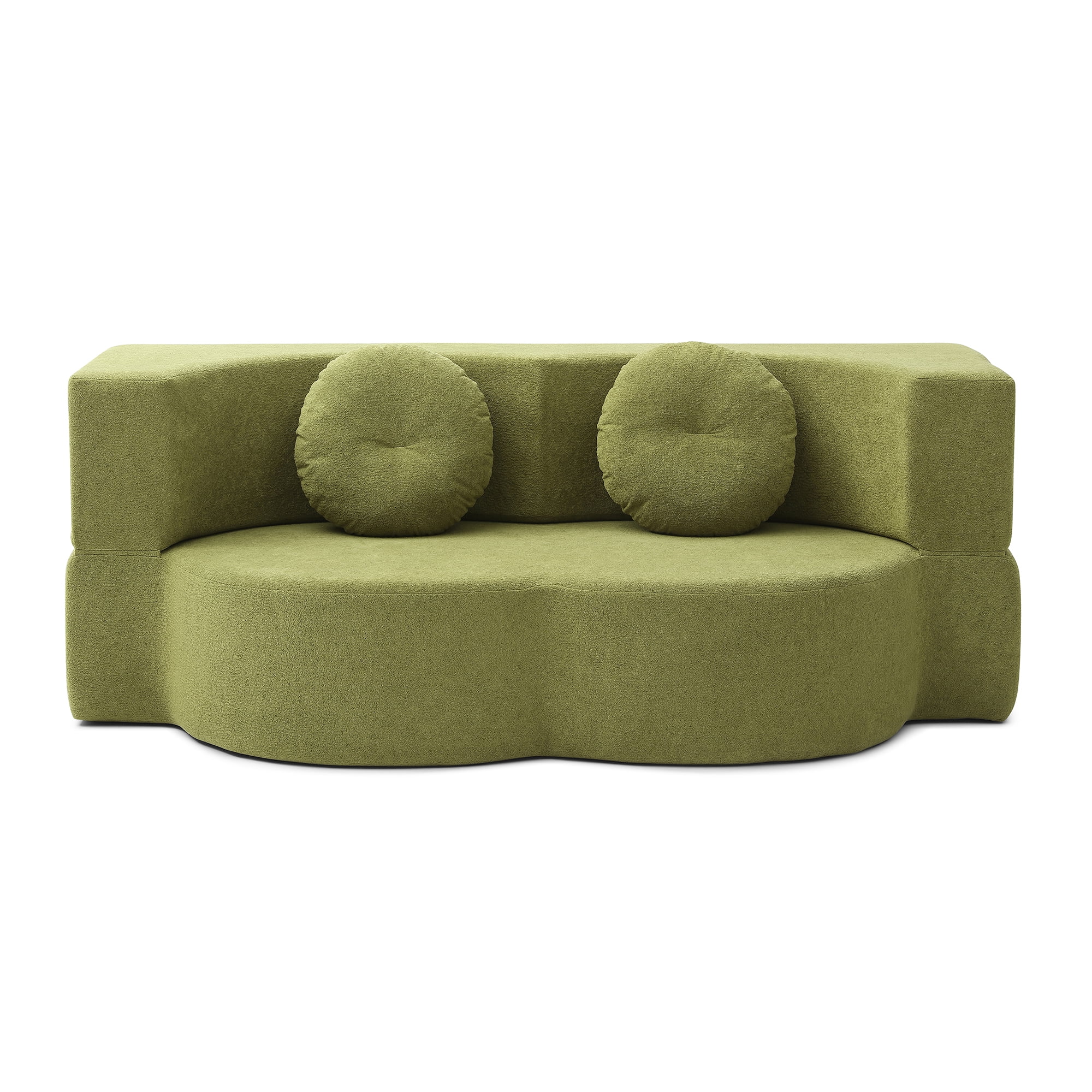 Leumius 2-in-1 Folding Sofa Bed with Pillow,Twin Sleeper Sofa,Floor & Futon Loveseat Couch,Foam Folding Mattress Sleeper for Living Room,Office,Apartment,Green